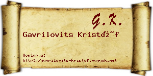 Gavrilovits Kristóf névjegykártya